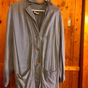 Grayish blue long sleeve button up over shirt size 4